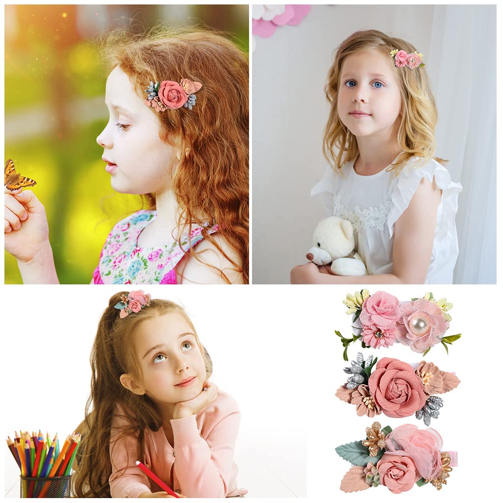 GUSTAVE Pink 3 Pcs Floral Flower Hair Clips and Bow Hair Accessories for Girls,Baby,Toddlers,Teens Gifts GUSTAVE Pink 3 Pcs Floral Flower Hair Clips and Bow Hair Accessories for Girls,Baby,Toddlers,Teens Gifts